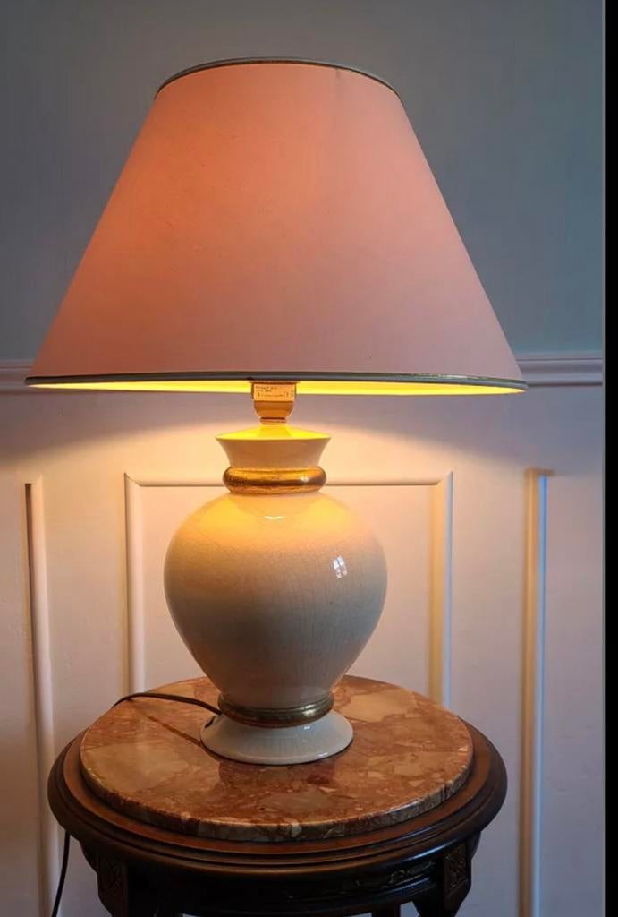Le Dauphin Panama – Franse faïence salonlamp jaren 70, Ophalen of Verzenden, Zo goed als nieuw, Minder dan 50 cm