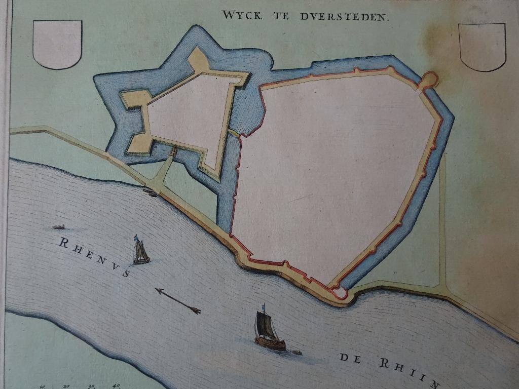 Gravure vesting Wijk bij Duurstede, Blaeu, ca 1650, Antiek en Kunst, Kunst | Etsen en Gravures, Gravure, Handgekleurd, Origineel
