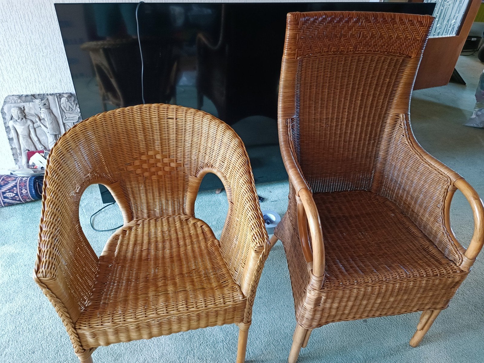 Twee rieten stoelen rotan, Ophalen, Gebruikt, Twee, Bruin