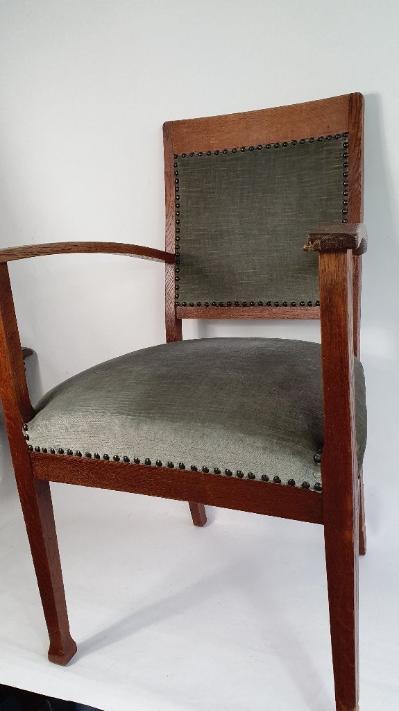 Antieke fauteuil, stoel met armleuningen, springveren. S35, Ophalen of Verzenden