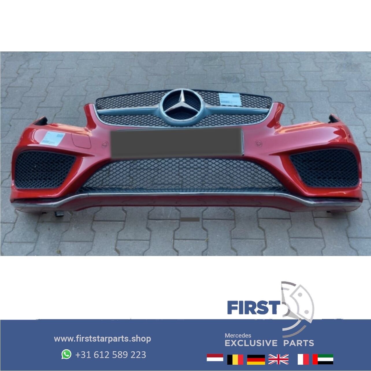 W207 FACELIFT AMG VOORBUMPER COMPLEET ROOD Mercedes E Klasse, Gebruikt, -, Voor, Ophalen of Verzenden