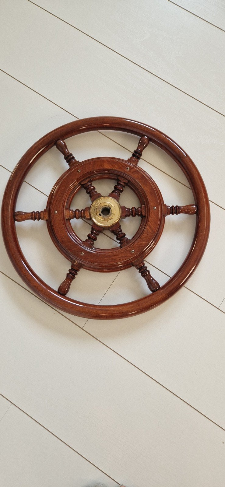 Klassiek mahoniehouten stuurwiel, diameter 45 cm, Ophalen of Verzenden, Zo goed als nieuw, Motor en Techniek, Zeilboot of Motorboot