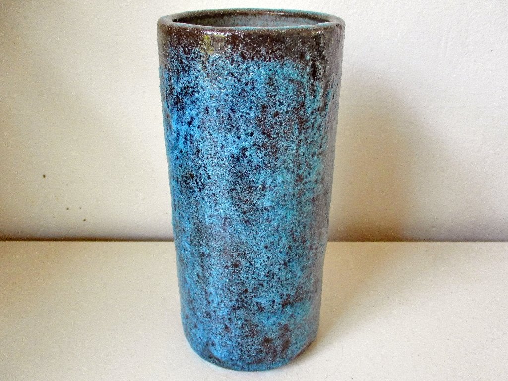 Vintage vaas Pieter Groeneveldt bruisglazuur blauw 104 20, Ophalen of Verzenden
