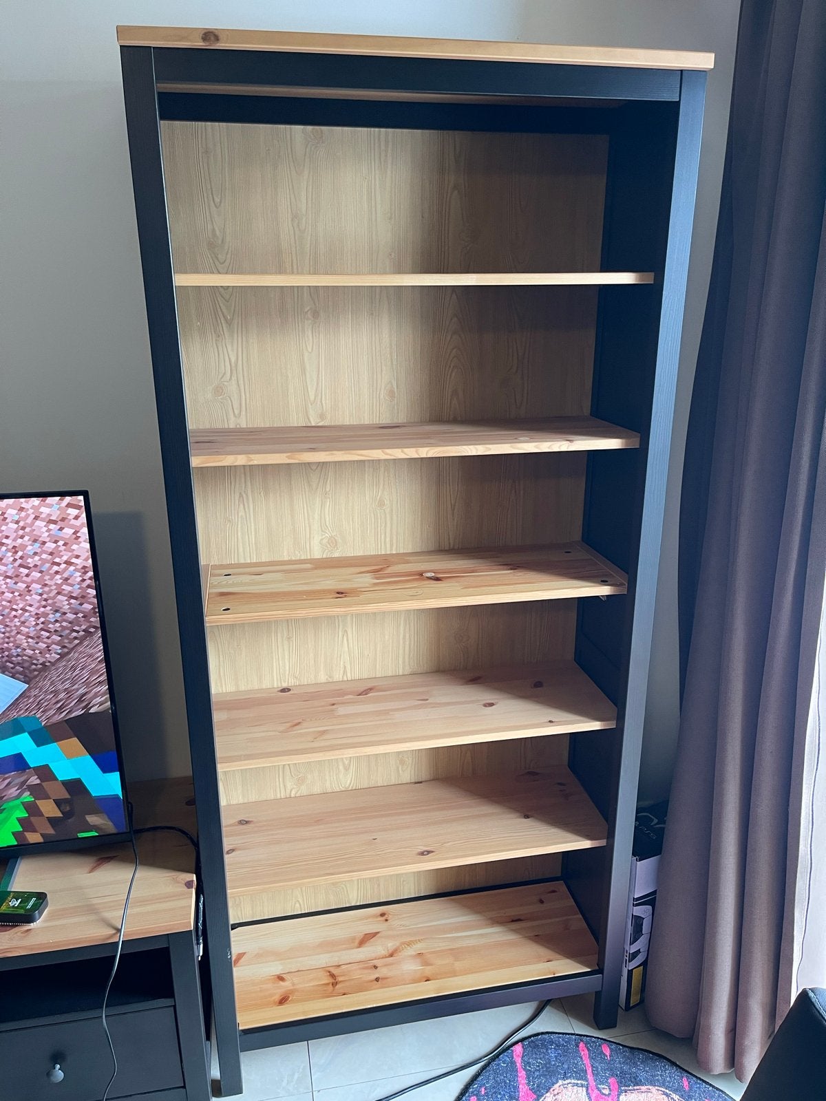 IKEA HEMNES Boekenkast Zwartbruin/Lichtbruin, Ophalen, Met plank(en), 50 tot 100 cm, Zo goed als nieuw