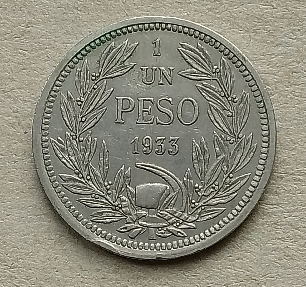 Chili, 1 peso 1933, Ophalen of Verzenden, Zuid-Amerika, Losse munt