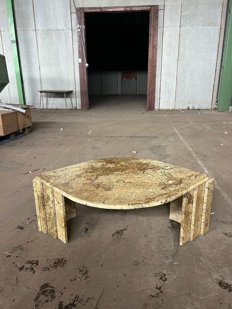 Salontafel van bruin marmer - opknapper/beschadigd, Huis en Inrichting, Tafels | Salontafels, Ophalen, Gebruikt, 100 tot 150 cm