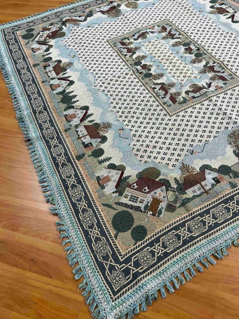 Soepel tafelkleed vierzijdig franje witte huisjes 156/137 cm, Etten-Leur, DJT@dejuistetoon.eu, Ophalen of Verzenden, DJT