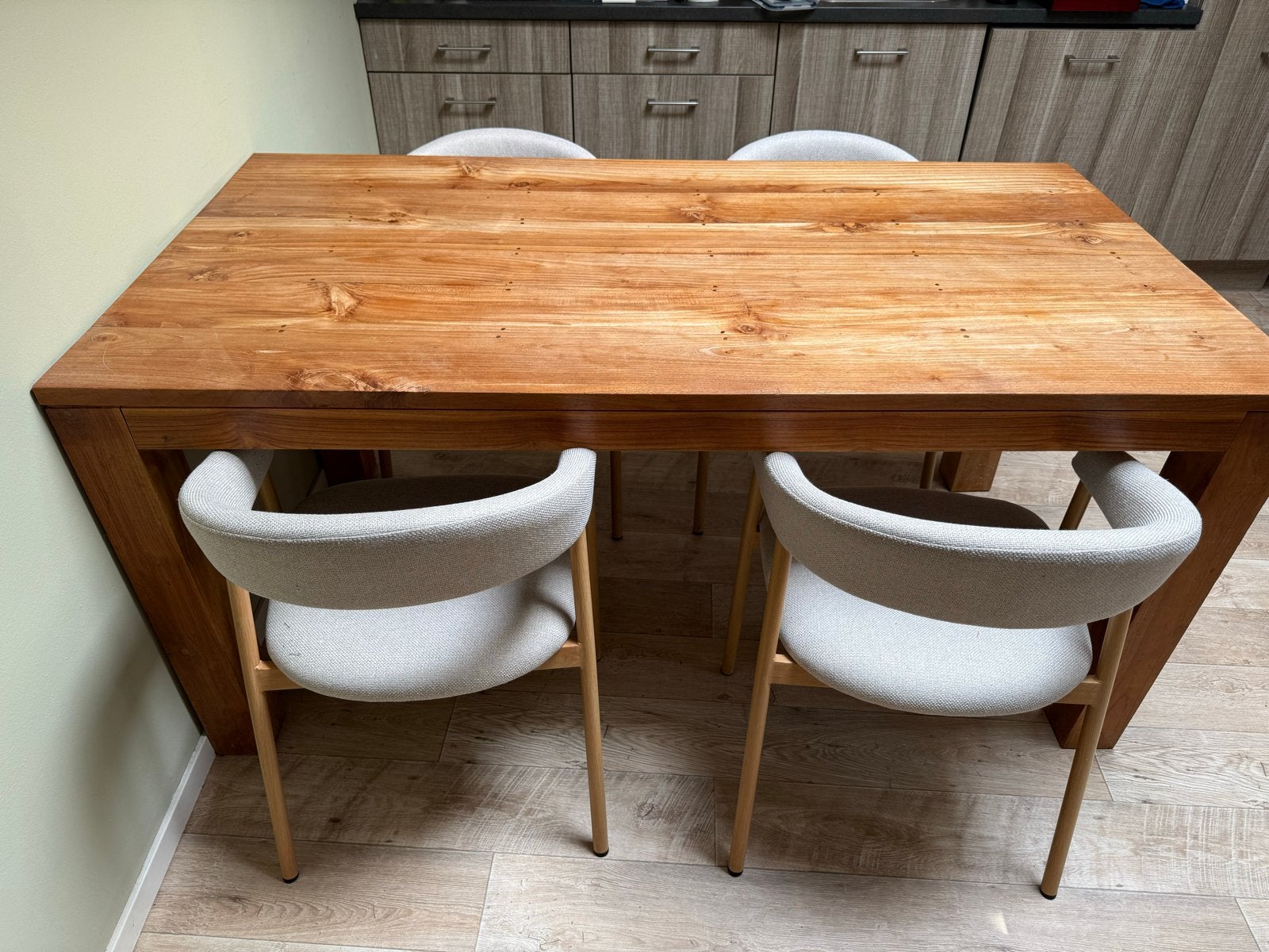 Robuuste houten eettafel, Ophalen, Gebruikt, 50 tot 100 cm, 150 tot 200 cm