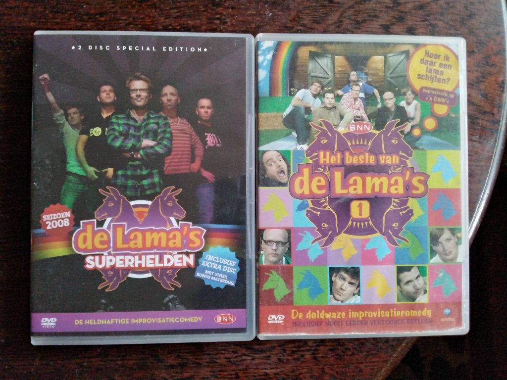 De lama's 2 dvds, origineel, Stand-up of Theatershow, Alle leeftijden, De Lama's, Zo goed als nieuw
