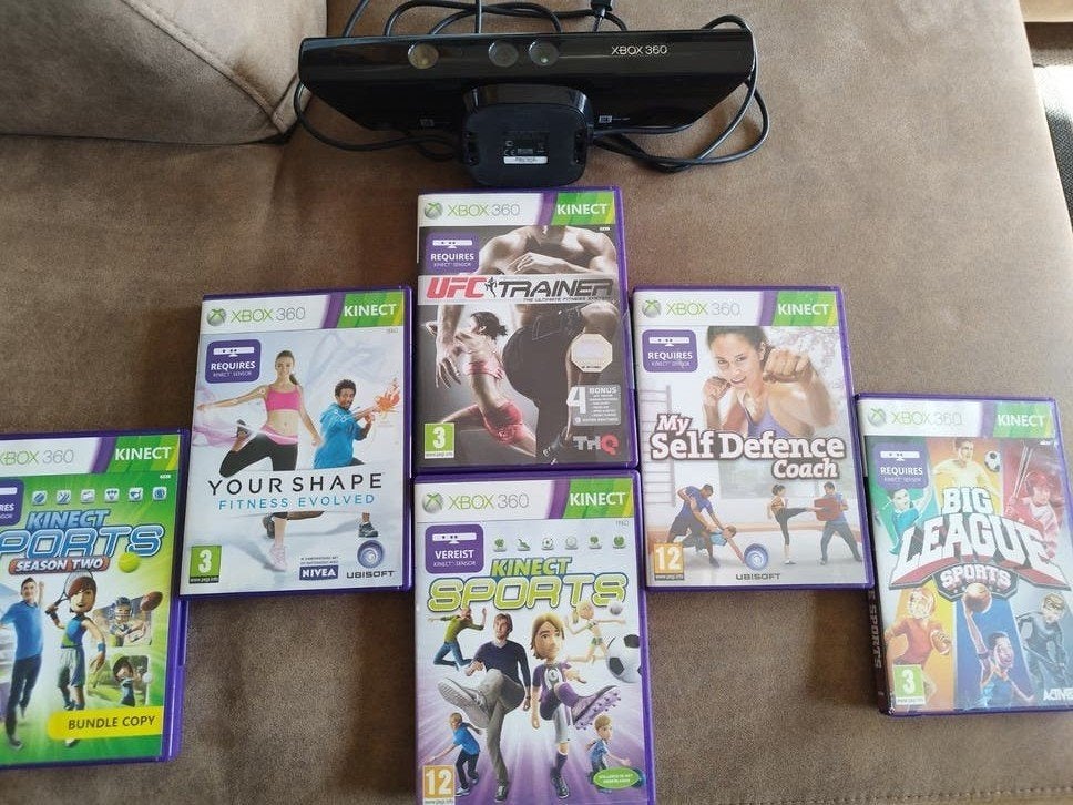 Xbox 360 Kinect met 6 spellen, Gebruikt, Eén computer, Ophalen of Verzenden, Sport