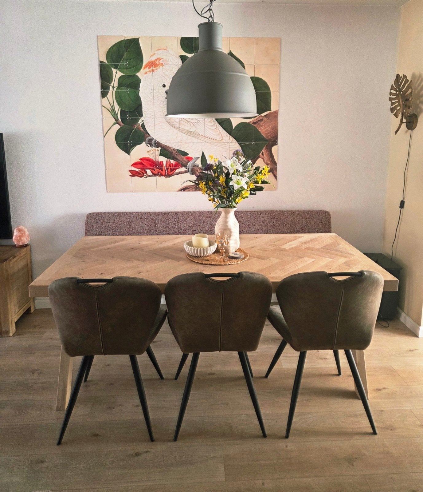 4 eetkamerstoelen olijfgroen, Ophalen, Gebruikt, Overige kleuren, Vier