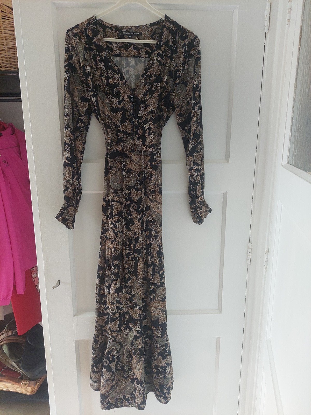 People of 2morrow Maxi Jurk Paisley Print Maat M, Kleding | Dames, Jurken, Bruin, Zo goed als nieuw, People of 2morrow, Onder de knie