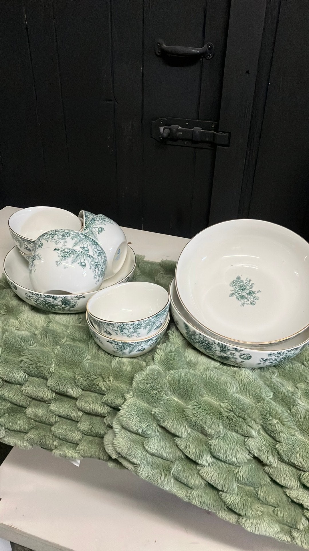 3 schalen 9 schaaltjes Albert Heijn servies groen bloem, Ophalen, Nieuw, Overige stijlen, Schaal of Schalen