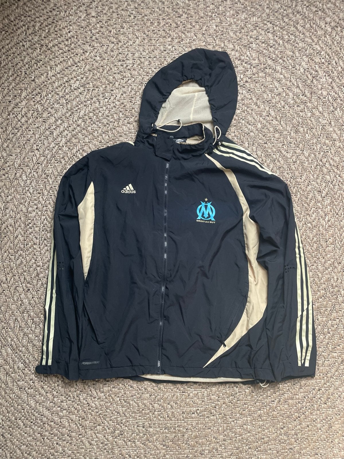 Adidas Olympique Marseille Regenjas - Maat M, Maat 48/50 (M), Zwart, Ophalen of Verzenden, Voetbal