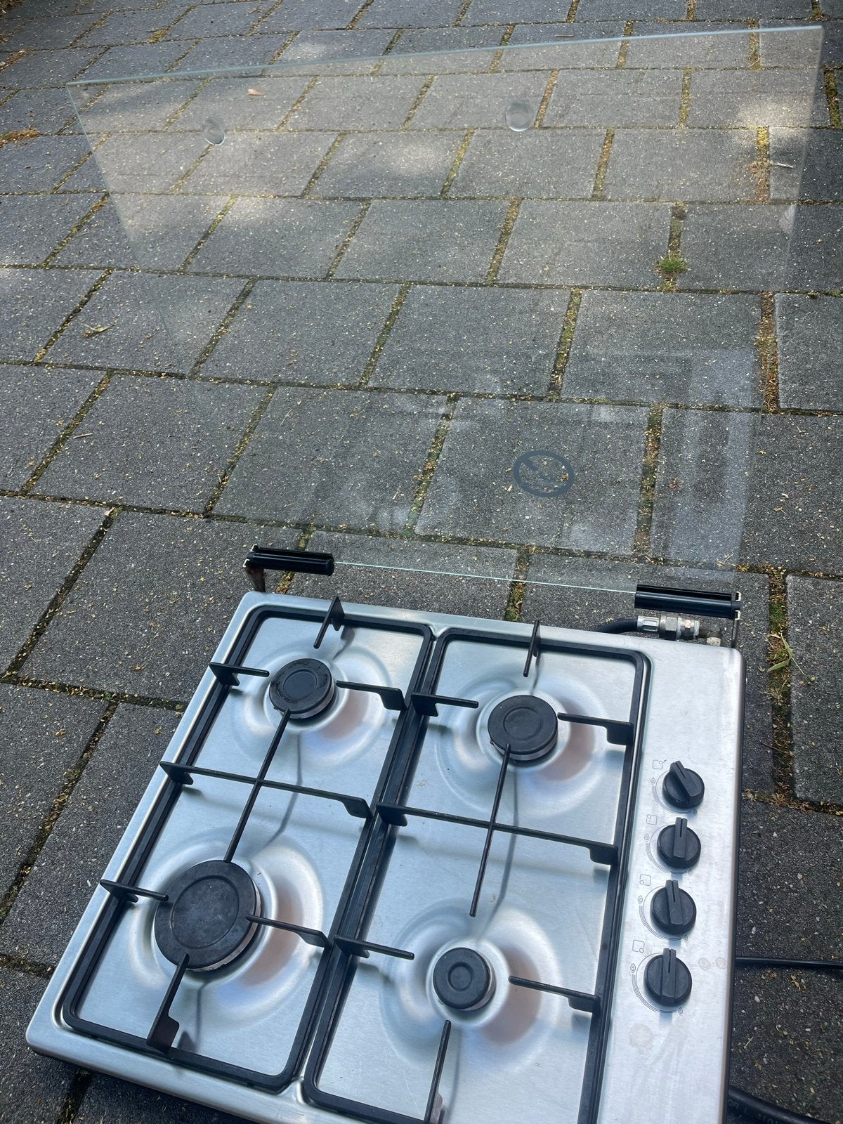 Bosch 4-pits gasfornuis met glazen afdekplaat, Ophalen, Gebruikt, 60 cm of meer, 4 kookzones