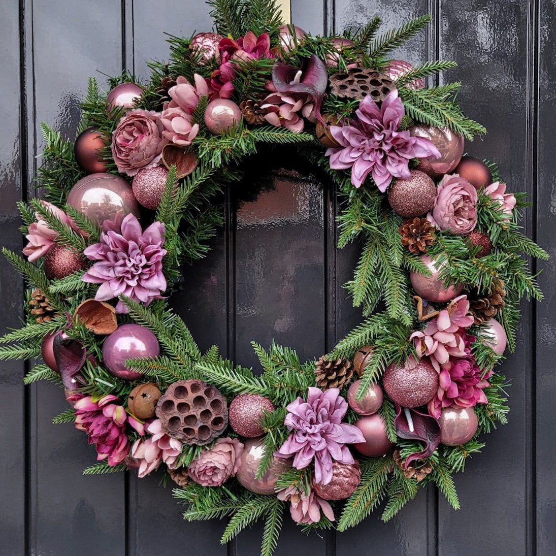 Krans oudroze 60 cm | WinterWonderDecor, Krans, Nieuw, Ophalen of Verzenden, Kunststof