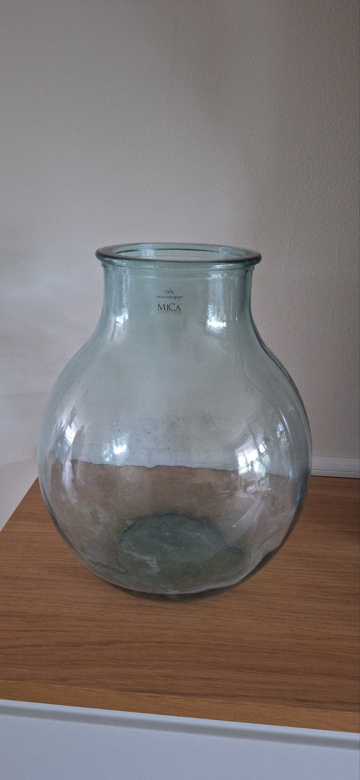 Grote glazen vaas van Mica - 100% gerecycled glas, Ophalen, Transparant, Gerecycled glas, Glas