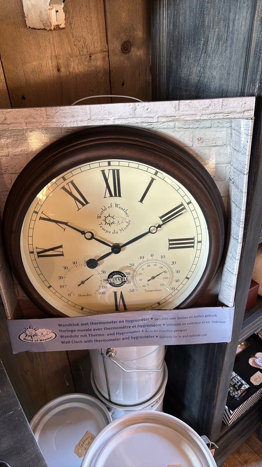 Wandklok met thermometer en hygrometer, Ophalen of Verzenden