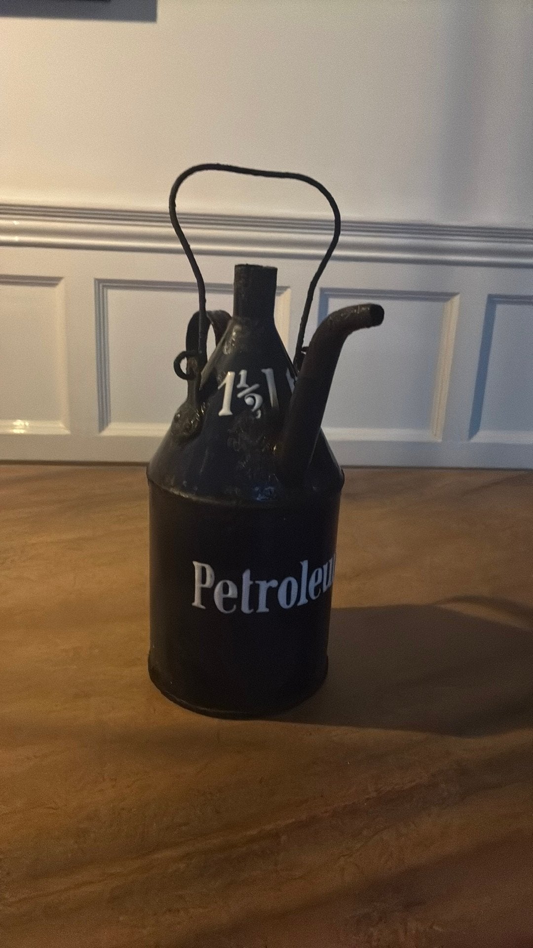 Antieke Petroleum kan van Emaille 1,5 liter, Antiek en Kunst, Ophalen of Verzenden