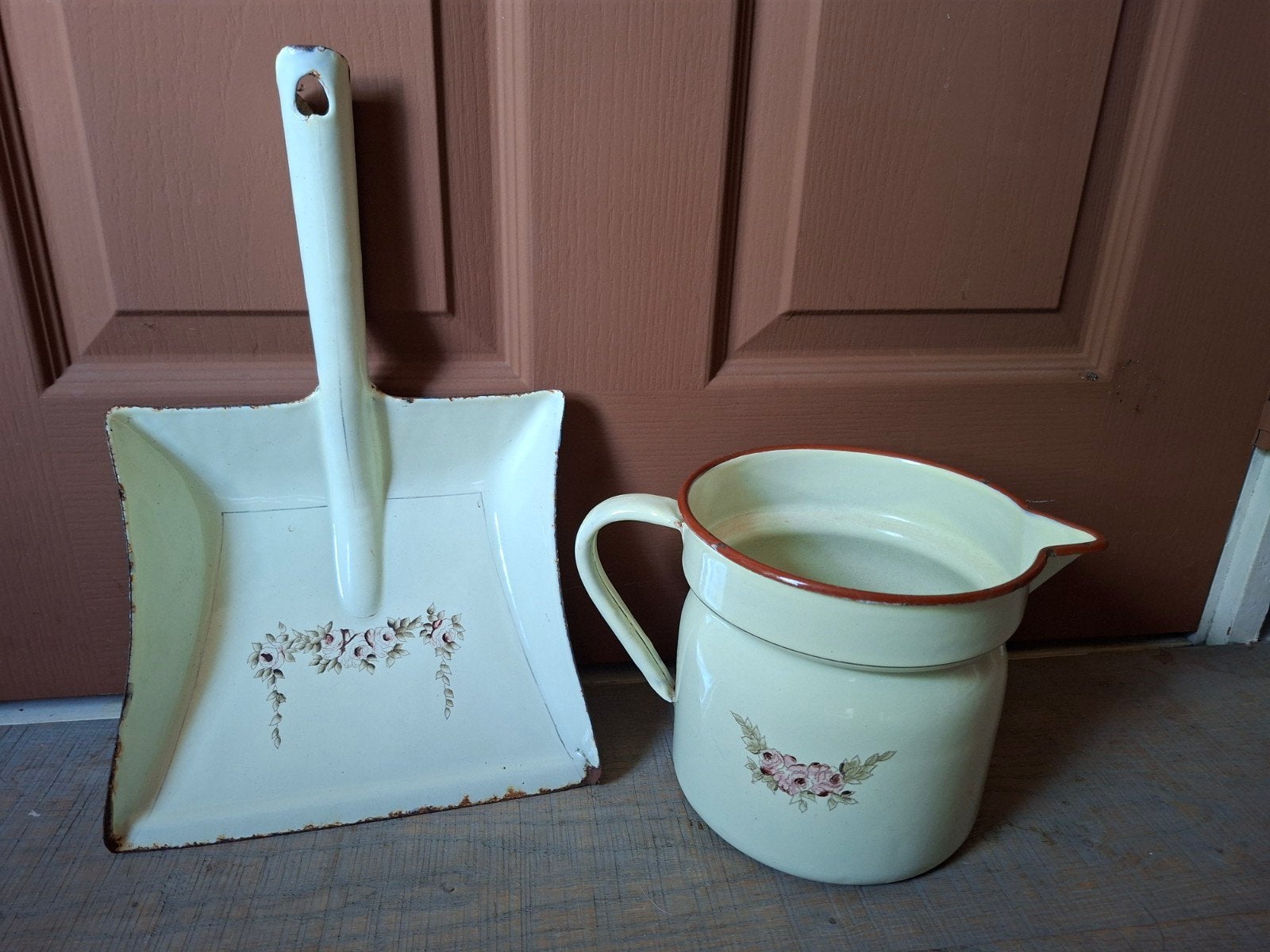 Mooi oud emaille set, Ophalen of Verzenden