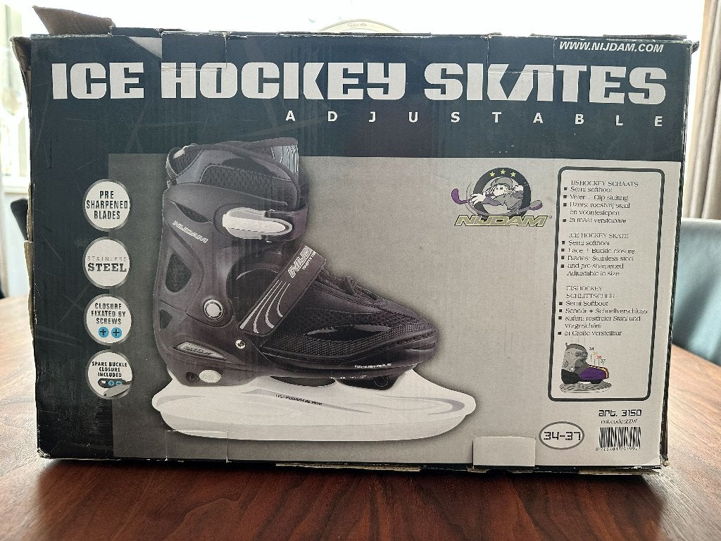 Te koop: Nijdam ijshockeyschaatsen, 34 tot 37 verstelbaar, Ophalen of Verzenden, Zo goed als nieuw, IJshockeyschaatsen, Nijdam