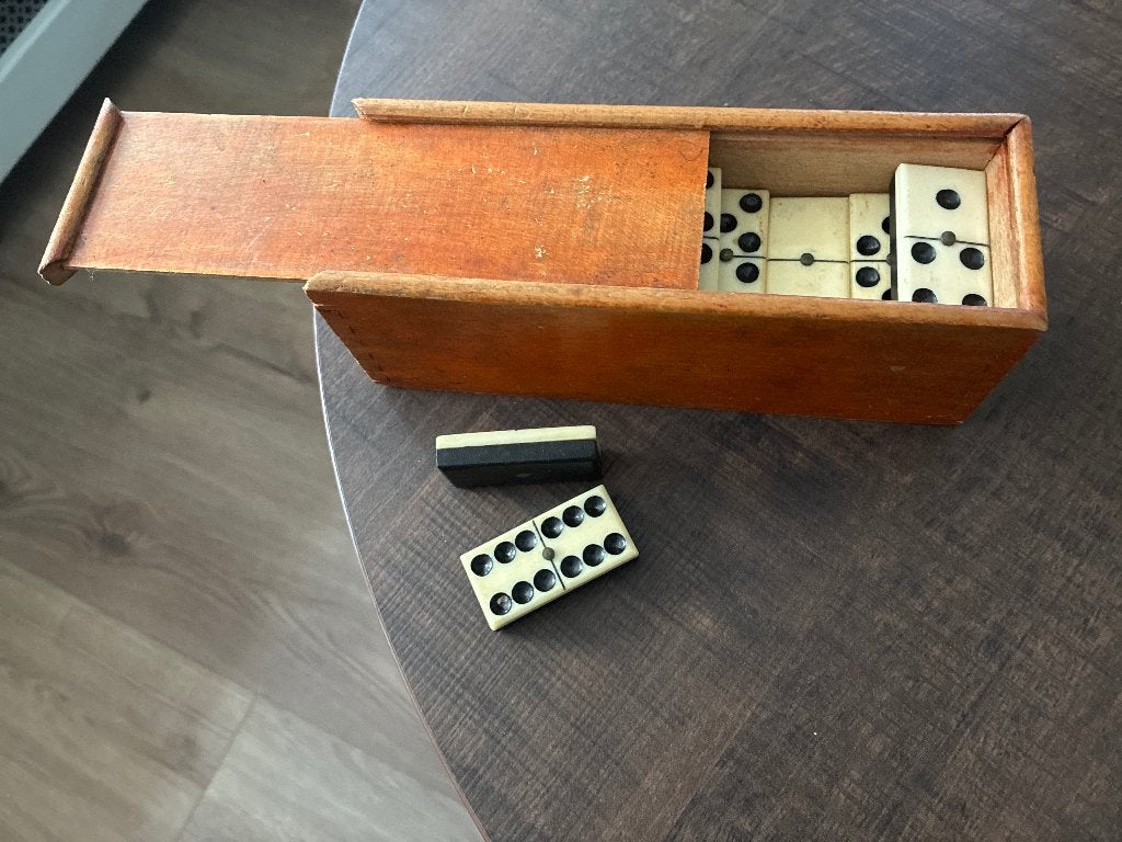 Ebbenhouten dominostenenset van been of ivoor, Ophalen of Verzenden