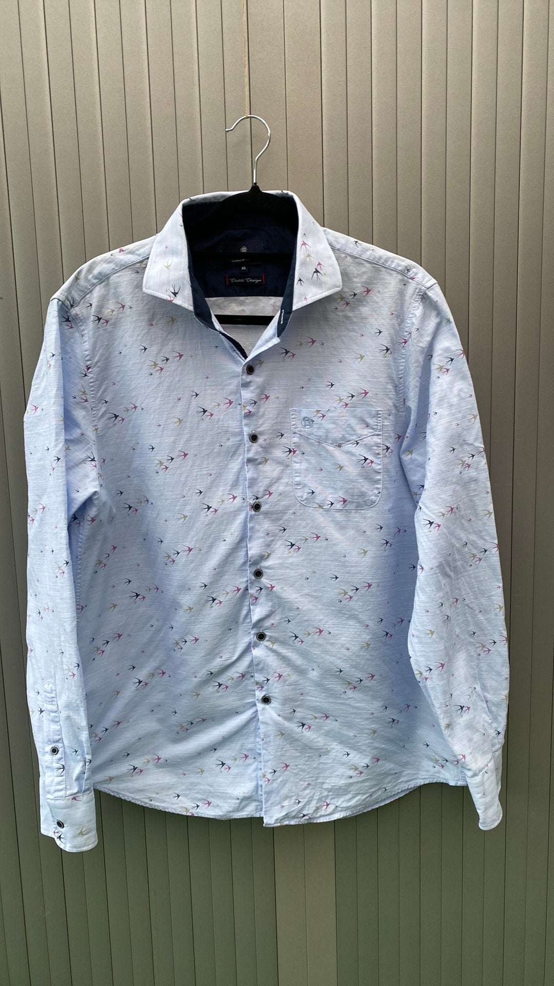 Fellows United blouse XL lichtblauw met zwaluw, Ophalen of Verzenden, Zo goed als nieuw, Blauw, Halswijdte 43/44 (XL)