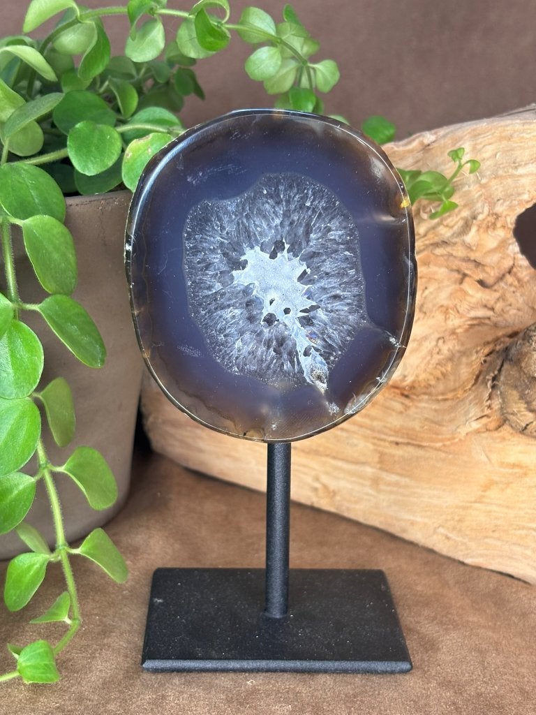 Agaat geode op standaard, Ophalen of Verzenden, Mineraal