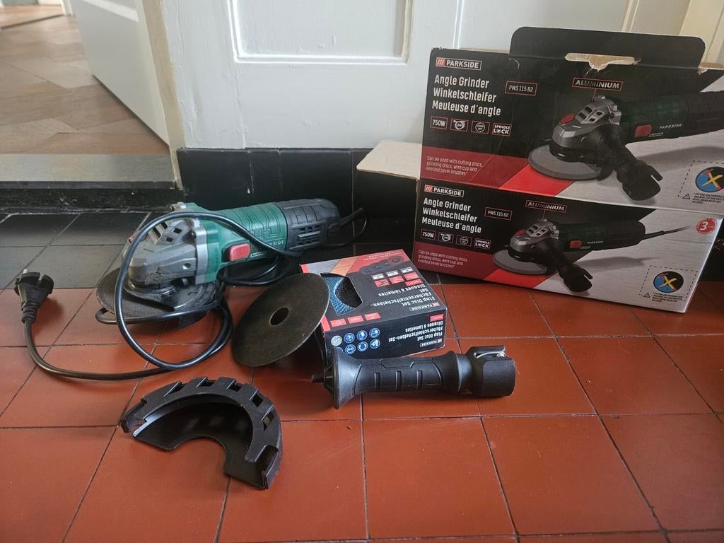 Parkside haakse slijper compleet 115mm 750W, Doe-het-zelf en Verbouw, Gereedschap | Slijpmachines, Ophalen of Verzenden
