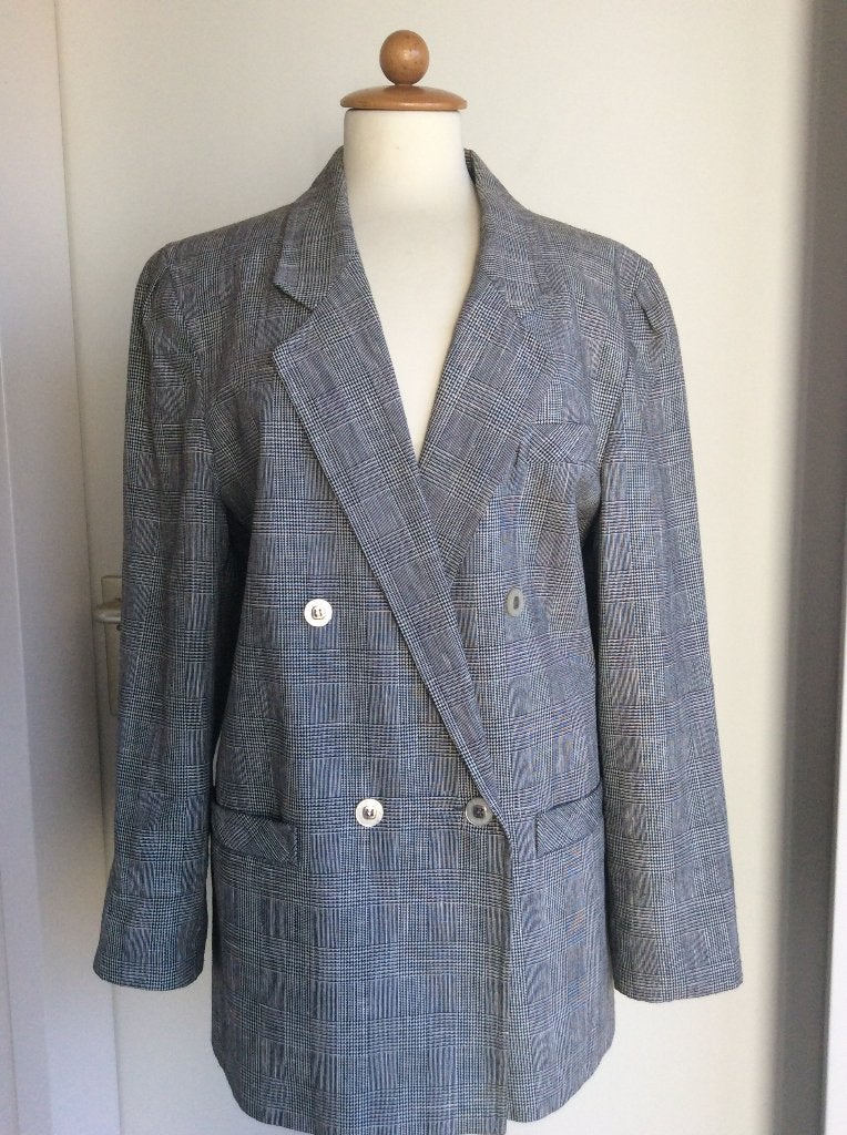 VINTAGE COLBERT BLAZER JASJE GRIJS/WIT pepita ruitje 38/40, Kleding | Dames, Maat 38/40 (M), Verzenden, Zo goed als nieuw, Jasje