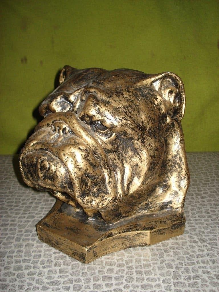 Beeld Engelse  Bulldog   Kop Buste   31 Cm Hoog, Ophalen of Verzenden, Zo goed als nieuw, Dier