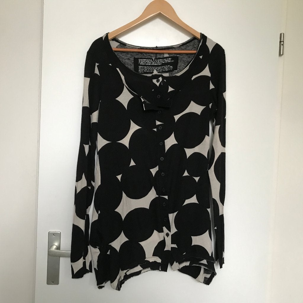 Rundholz top zwart wit stippen maat S, Verzenden, Zo goed als nieuw, Zwart, Zonder mouw