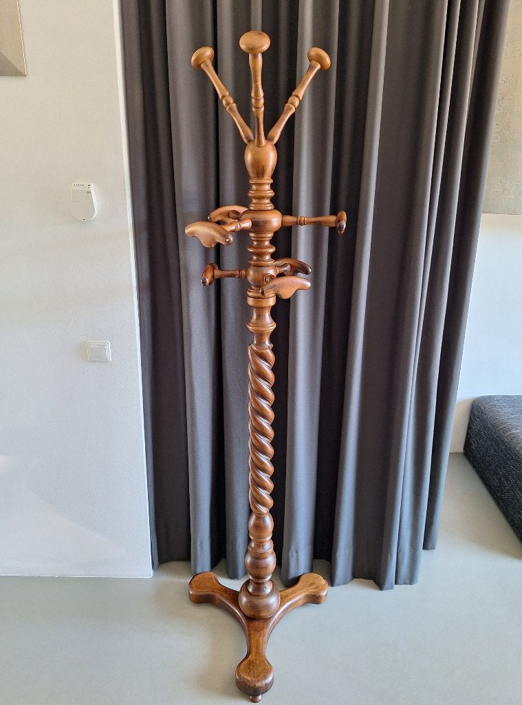 vintage zware getorste houten staande kapstok pet hoedenrek, Ophalen, Gebruikt, Staande kapstok, 150 tot 200 cm
