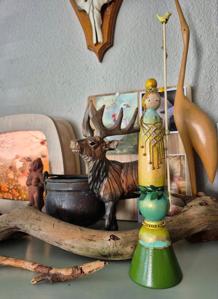 Merels Wondere Wereld: Magische Pegdoll Godinnen & Vlinders, Minder dan 20 cm, Handgemaakt, Ophalen of Verzenden, Beeld