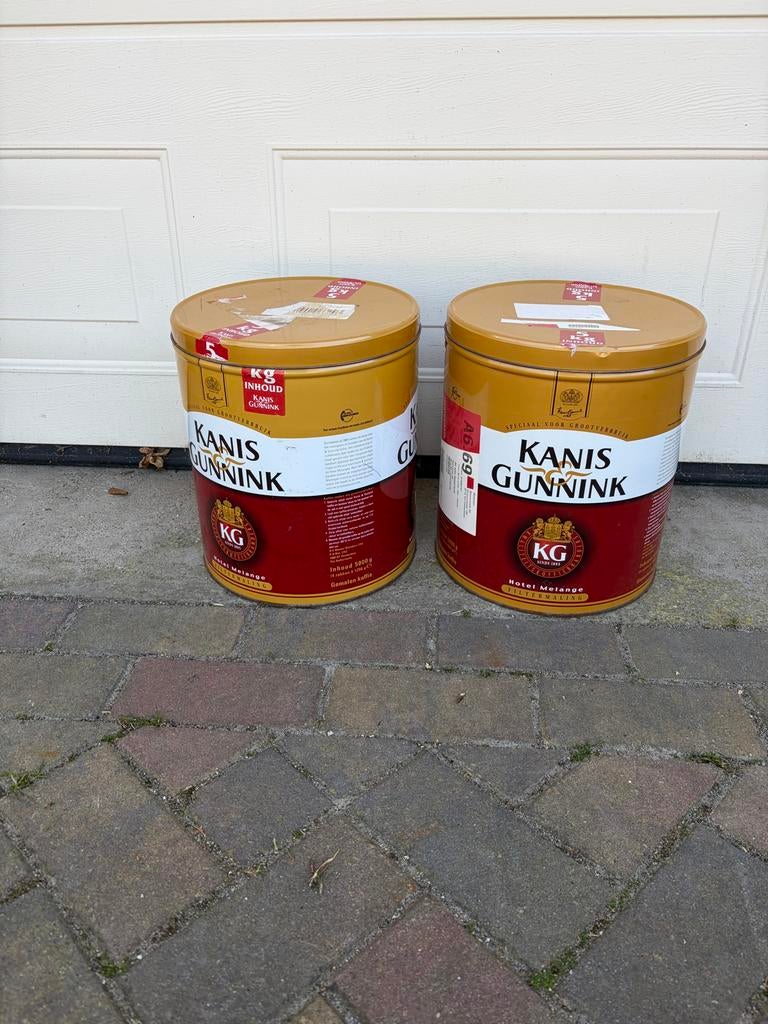 2x Kanis & Gunnink Koffieblikken 5 Liter Aluminium, Verzamelen, Blikken, Ophalen, Gebruikt, Koffie, Overige merken