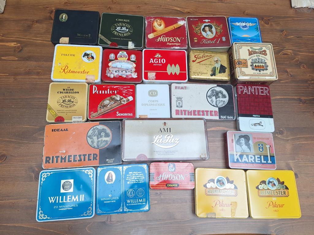 Grote collectie vintage sigarendoosjes en blikken, Ophalen of Verzenden, Gebruikt, Overige, Overige merken