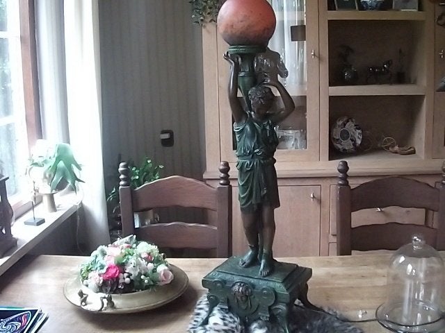 prachtig tafel lamp franse beeldhouwer, Ophalen of Verzenden