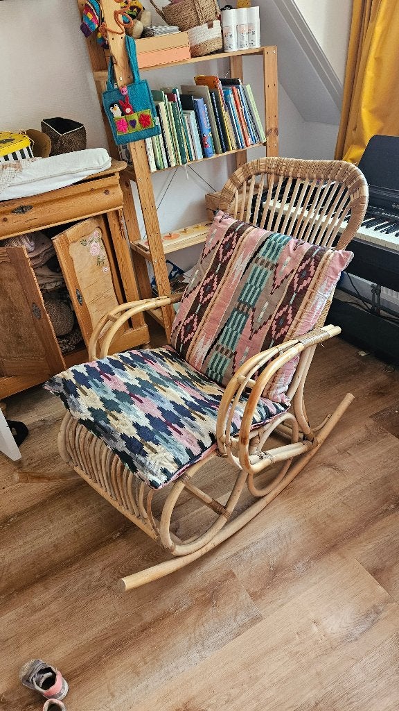 Rotan schommelstoel, Ophalen, Gebruikt, Bruin, Riet of Rotan
