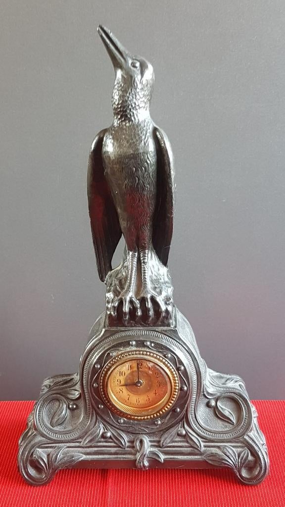 Unieke Art Deco Tafelklok met Vogel, Antiek en Kunst, Ophalen of Verzenden