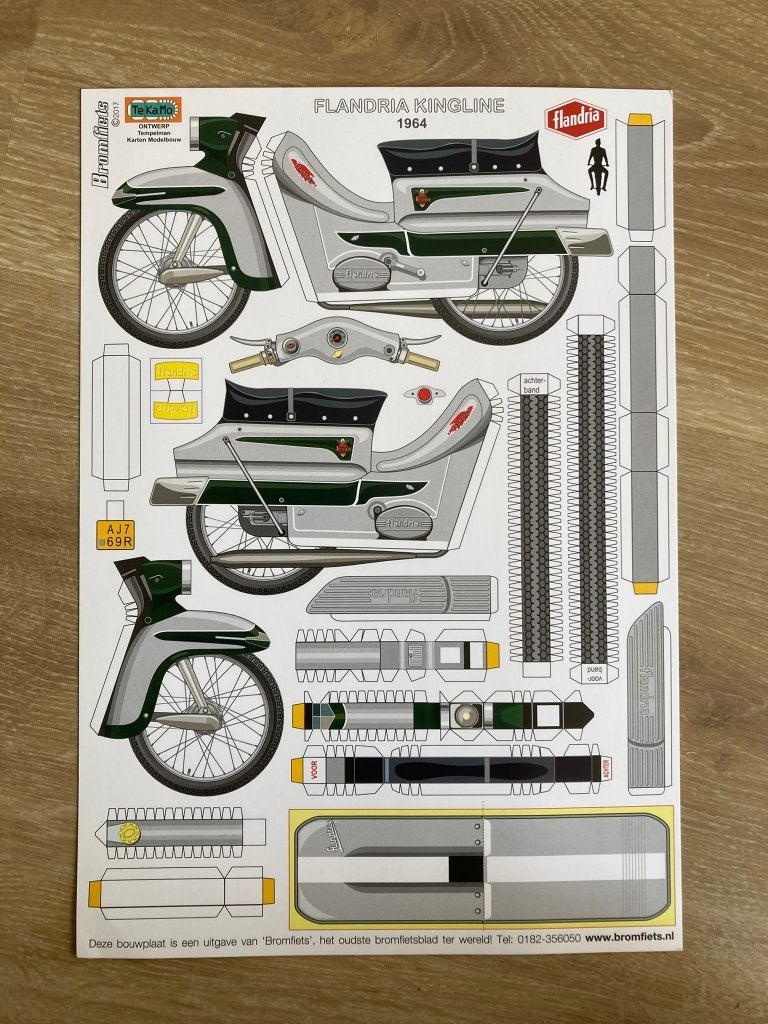 Bouwplaat Flandria Kingline 1964 uitgave BROMFIETS, Verzenden, Nieuw