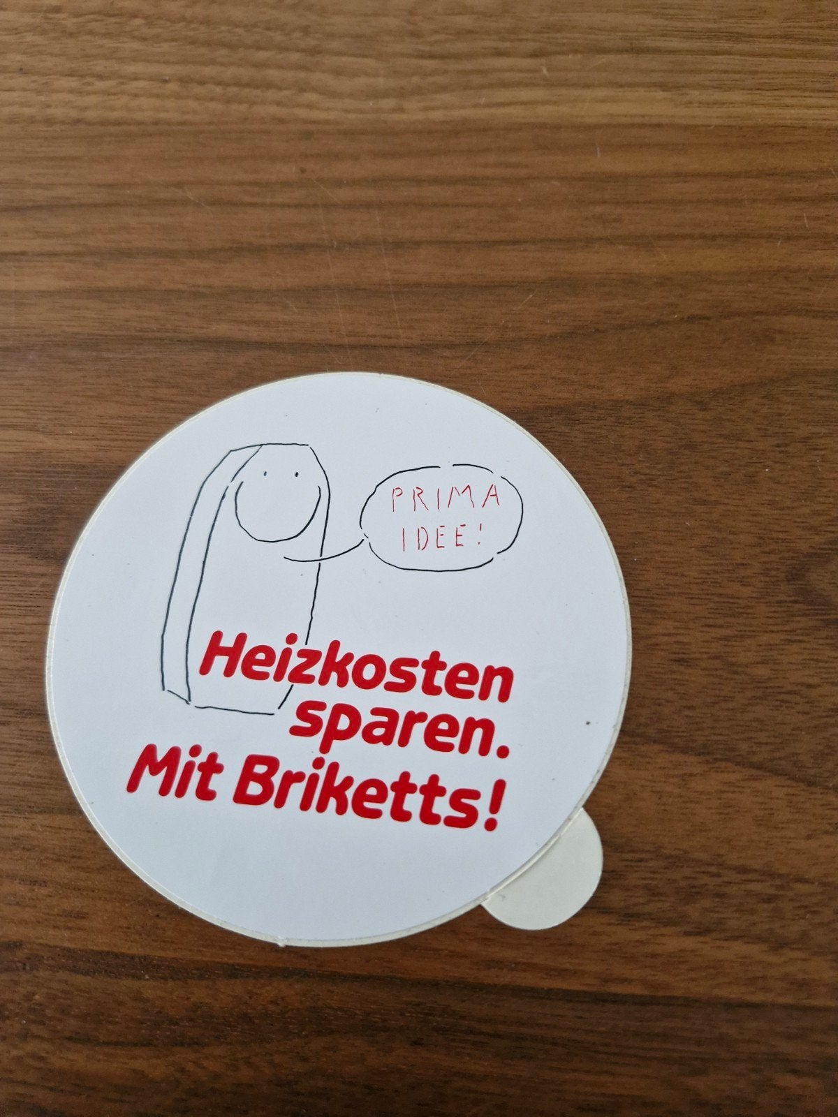 11516 Sticker Heizkosten sparen. Mit Briketts!, Ophalen of Verzenden, Zo goed als nieuw