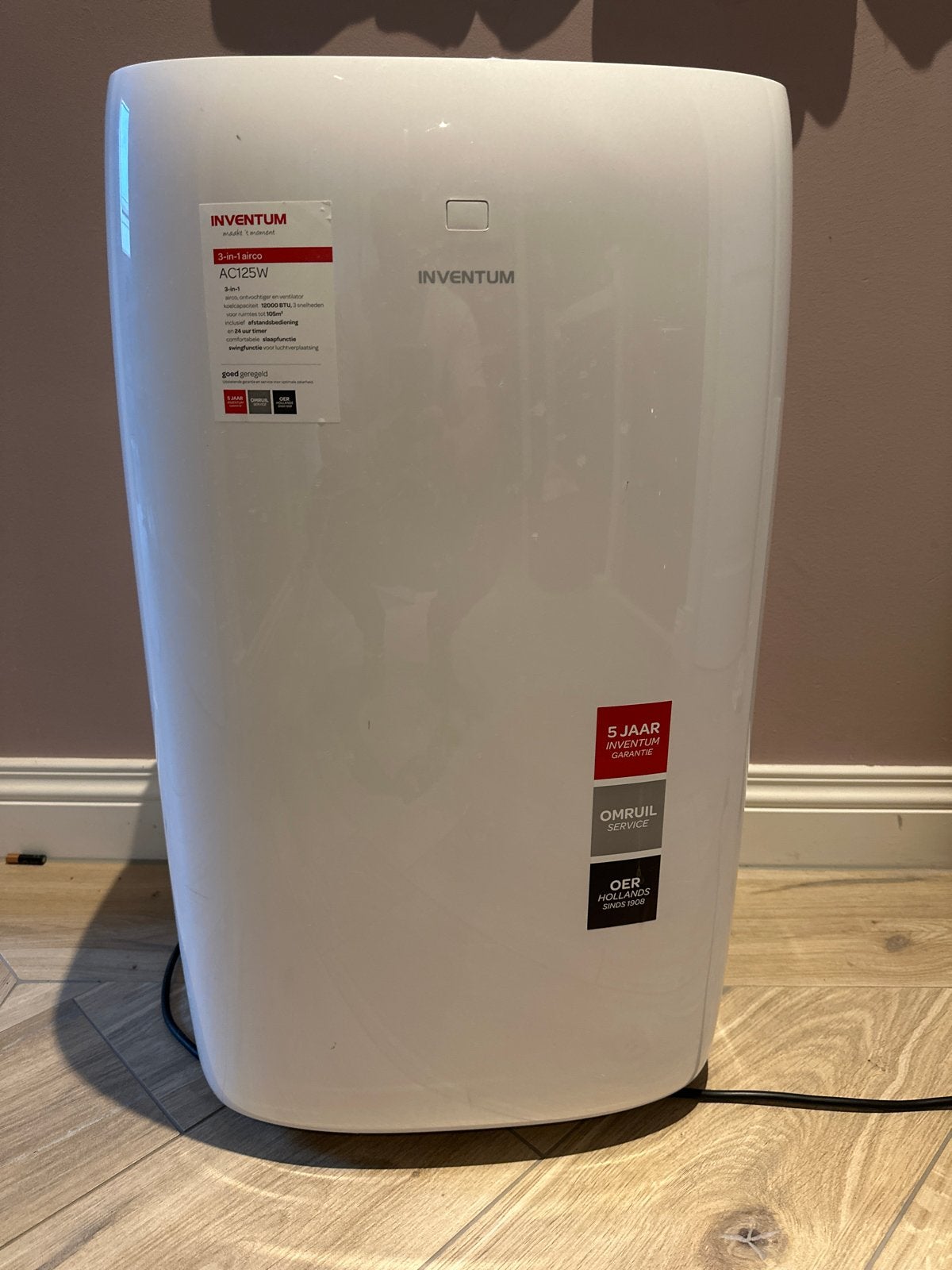 Inventum 3-in-1 Mobiele Airco AC125W - Koelen, Ventileren, O, Witgoed en Apparatuur, Minder dan 60 m³, Ophalen of Verzenden, Zo goed als nieuw