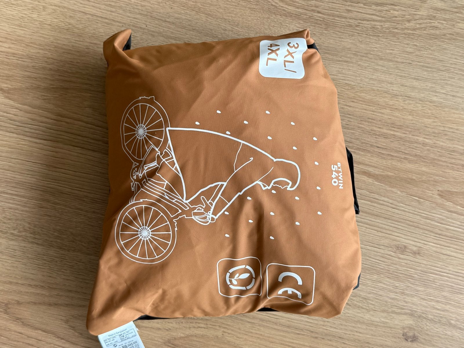 Decathlon regenponcho 3XL/4XL bruin/zwart met reflecterende, Ophalen, Dames, Overige maten, Zo goed als nieuw