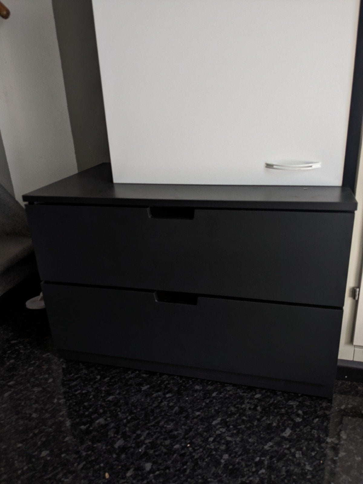 Zwarte IKEA NORDLI ladekast twee lades, Huis en Inrichting, Teakhout, 1 of 2 laden, Zo goed als nieuw, Minder dan 100 cm