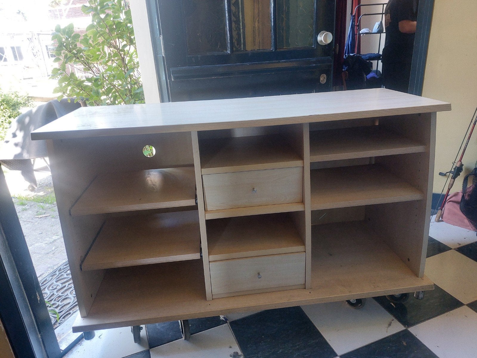 Ruim hoekbureau met lades en opbergruimte, Met lades, Gebruikt, Hout, Hoekbureau