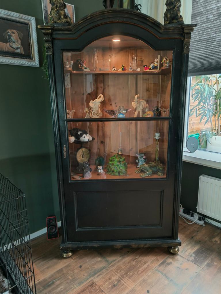 Prachtige vitrine kast 1 deur, Ophalen, Eikenhout, 50 tot 100 cm, 150 tot 200 cm