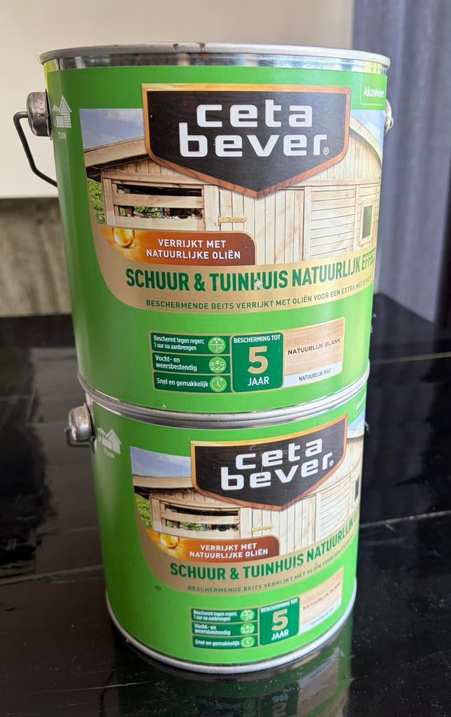 CetaBever Buitenbeits 2x 2,5 liter nieuw, Doe-het-zelf en Verbouw, Verf, Beits en Lak, Ophalen, Overige kleuren, Nieuw, Beits