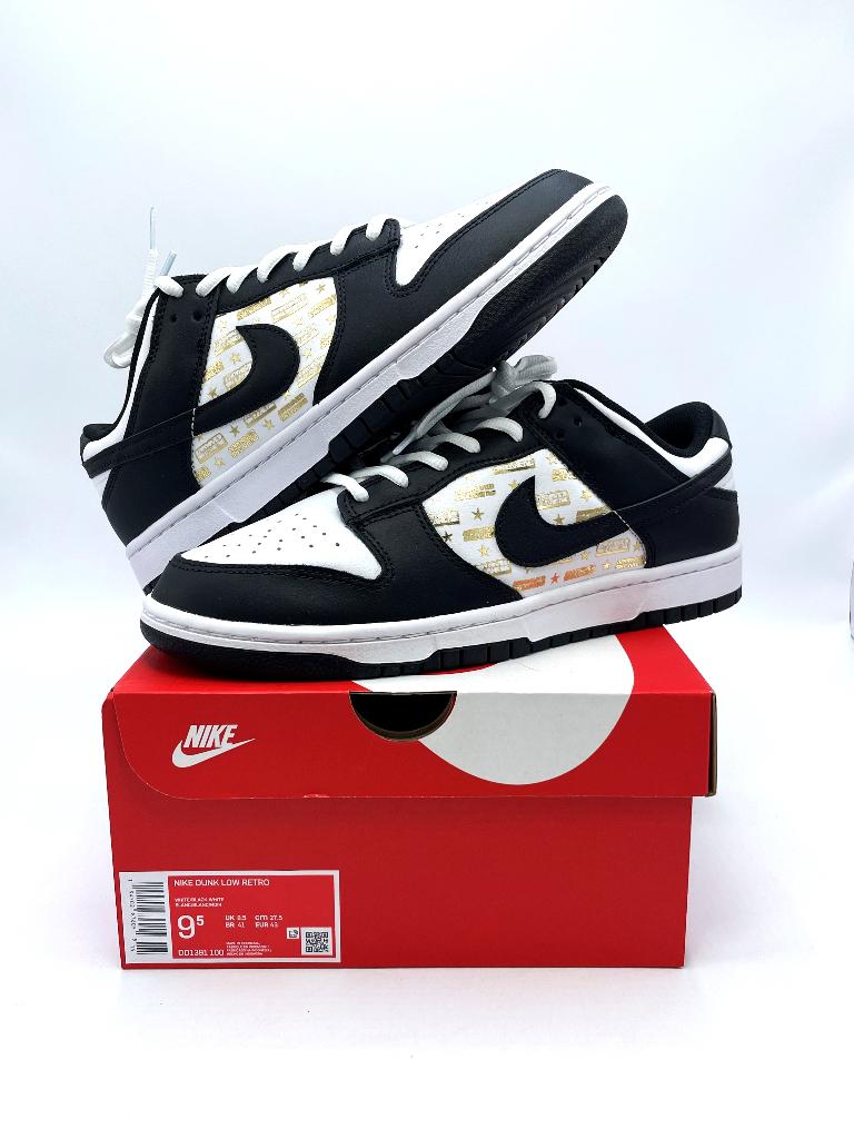 Nike Dunk Low Retro White Black customized Approved US9.5 43, -, Verzenden, Zwart, -