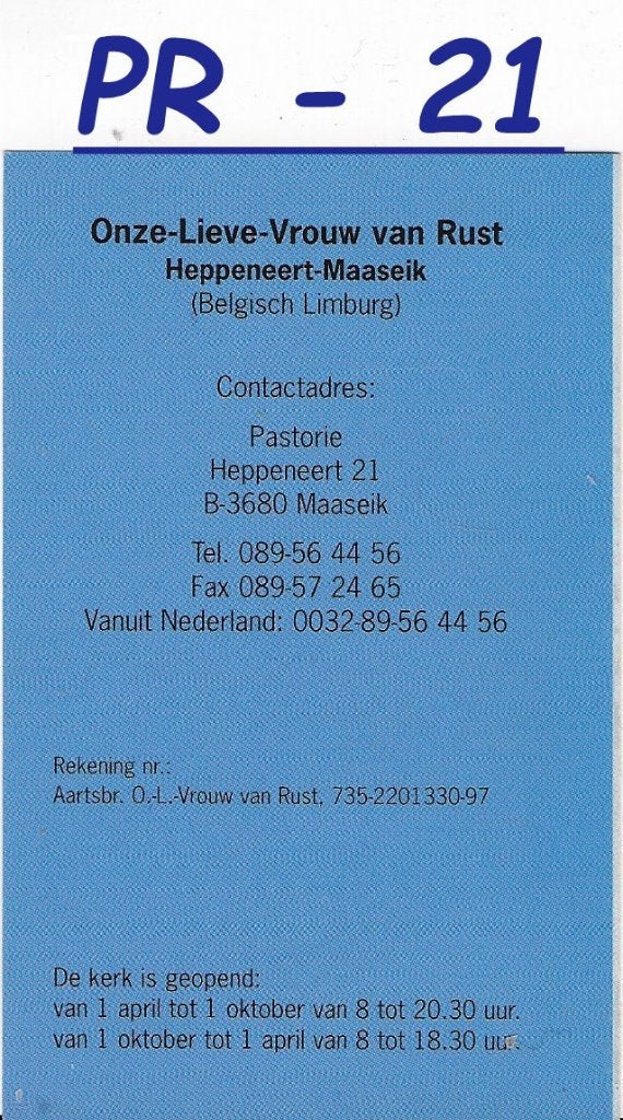 pr21 Prentje Onze lieve vrouw van Rust Heppeneert - Maaseik, Antiek en Kunst, Antiek | Religie, Ophalen of Verzenden