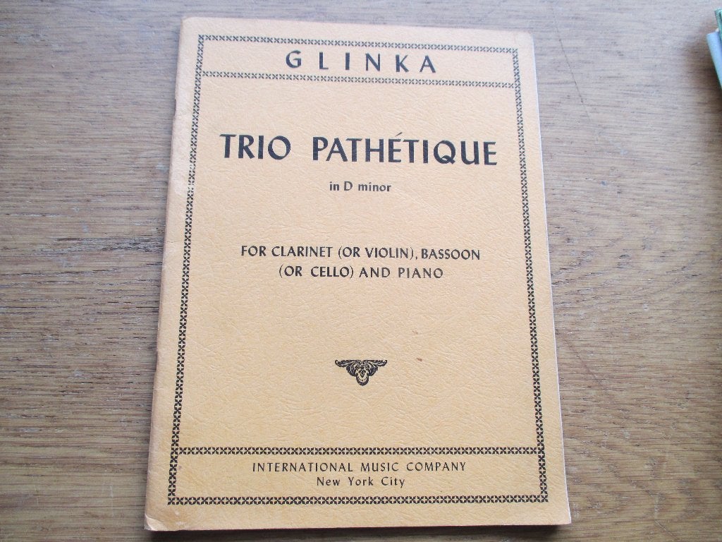 Glinka - Trio Pathétique in D minor bladmuziek, Gebruikt, Klarinet, Klassiek, Ophalen of Verzenden